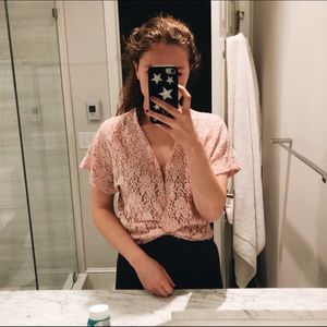 Zara // Pink Cropped Blouse